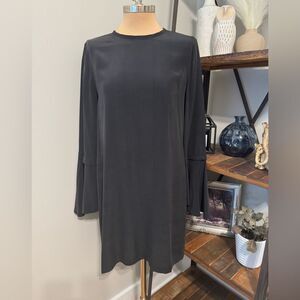 Equipment Femme Black Silk Dress Bell Sleeves Women’s SIZE MED